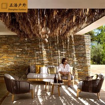 Teakwood Outdoor Sofa CourtyOutdoorBalcony Hotel Villa Garden Waterproof Furniture