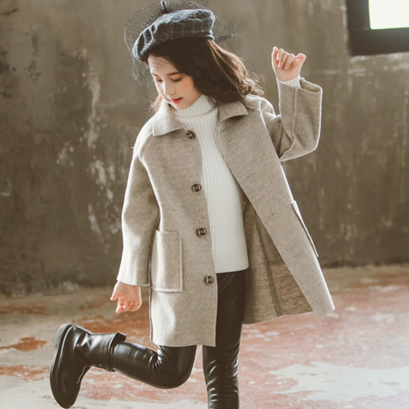 South Korean girl's wind coat fur coat 2021 Spring and autumn new Korean version Children's foreign girl's double face, baby coat