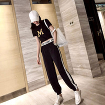 Summer Fashion Trends Ocean Air Mesh Red Korean Version Little Fresher Loose Short Sleeve Sports Two Suits