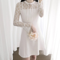 Ocean Fairy Skirt 2021 Autumn Fashion New fashion Name yuan Temperament Lace Horn Sleeve Short Skirt Cudgel Dress dress