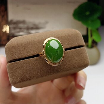 Jasper k gold cabochon ring, 18k gold with south african real diamonds, exquisite multi-diamond inlay, delicate jade quality