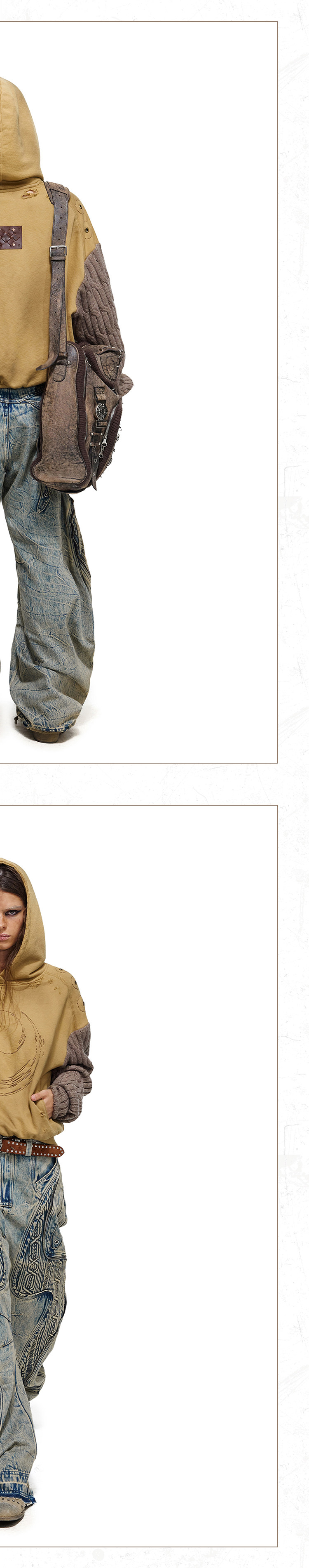 PERSONSOUL Embroidered Washed Paneled Jeans