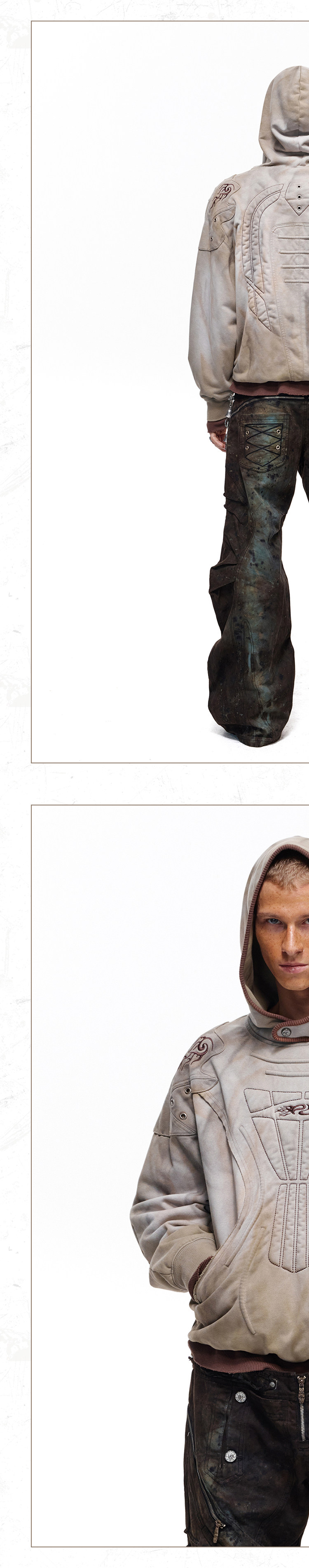 PERSONSOUL Terracotta Armor Distressed Shield Hoodie