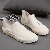 Limited time loss special price washed and old cowhide small white shoes mens trendy one pedal leather soft surface casual mens shoes factory