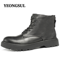 Martin boots mens 2021 mid-top leather boots mens high-top British workwear mens shoes Korean version all-match leather short boots trend