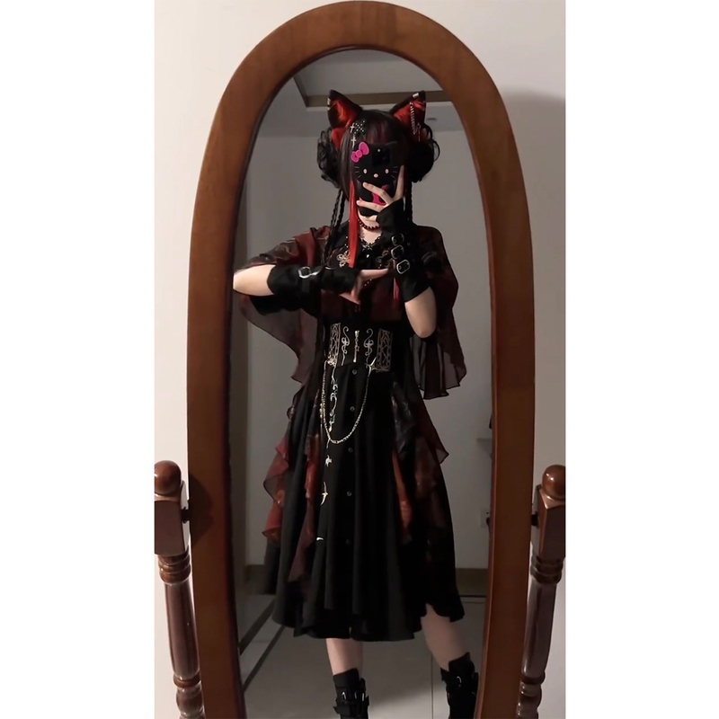 Improved Chinese-Style Embroidered Shawl Shirt Dress, New Chinese-Style Dress, Summer Red Dunhuang Cosplay New Year Outfit Improved Chinese-Style Embroidered Shawl Shirt Dress, New Chinese-Style Dress, Summer Red Dunhuang Cosplay New Year Outfit