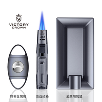 Cigar scissors cigar utensil set cigar companion double flame lighter metal cigar scissors ashtray gift box