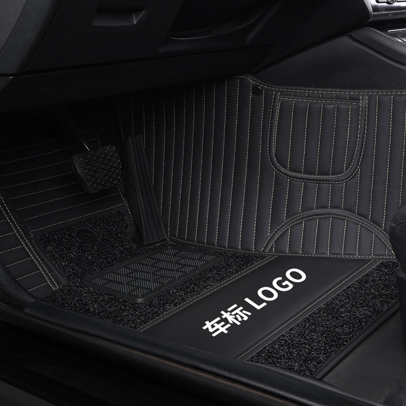 Car floor mats are surrounded by new and old car custom size car logo special foot pad silk ring leather floor mat