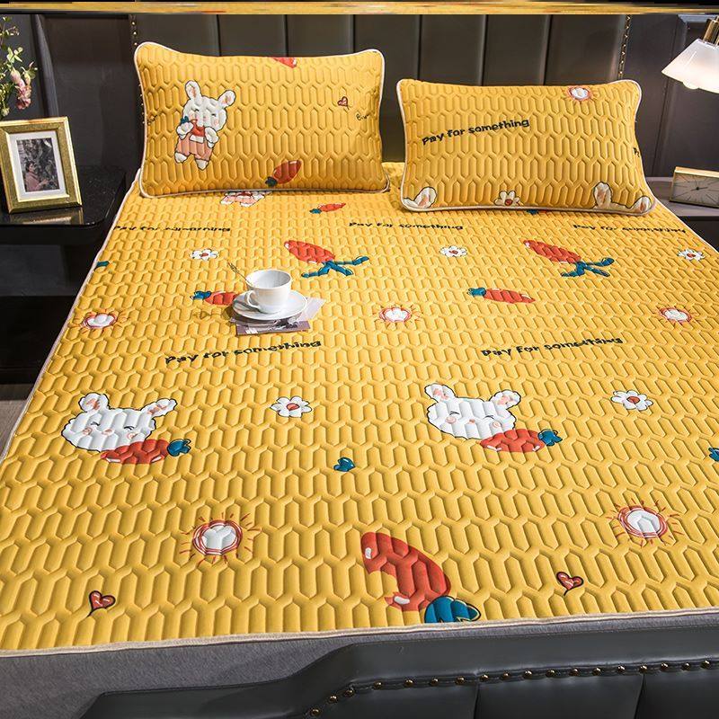 Latex mat 1 8m bed ice silk mat three-piece set 1 5 single student dormitory foldable washed grass mat 2 0