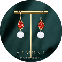 New Chinese-style engagement earrings extra earrings every year new retro niche non-contrasting elegant and exquisite rubber earrings