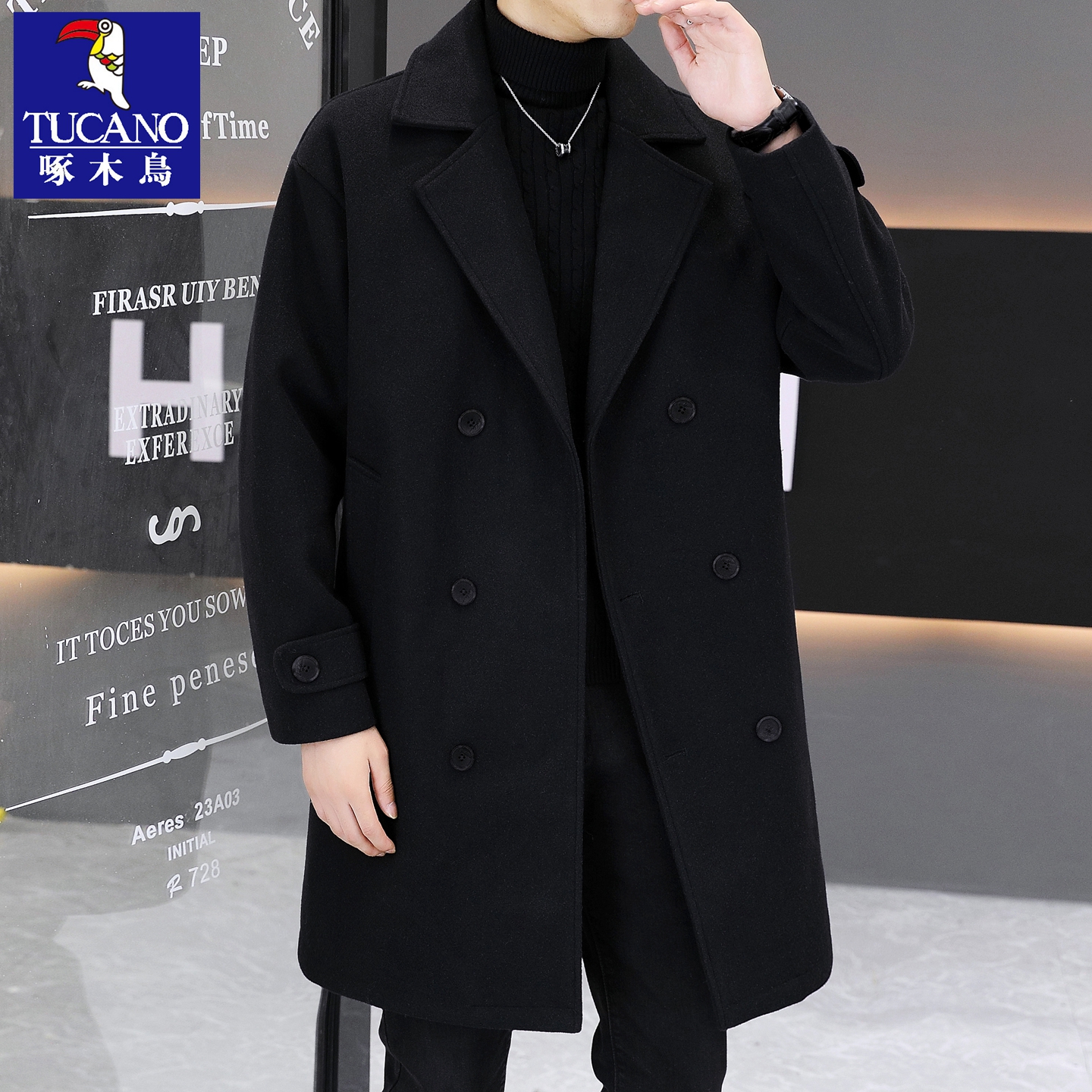 Woodpecker 2025, осенне-зимняя новая куртка-ветровка, мужское шерстяное пальто средней длины, повседневное свободное красивое трендовое