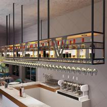 Wine rack hanger above the bar hanging goblet rack upside-down iron wine glass rack industrial style wall cabinet storage rack