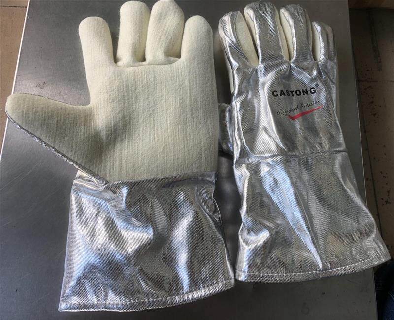 High Temperature Heat Insulation Aluminum Foil Gloves Industrial Double Protection Laubo Cloth Gloves Dense Fabric Gargantuan Gloves
