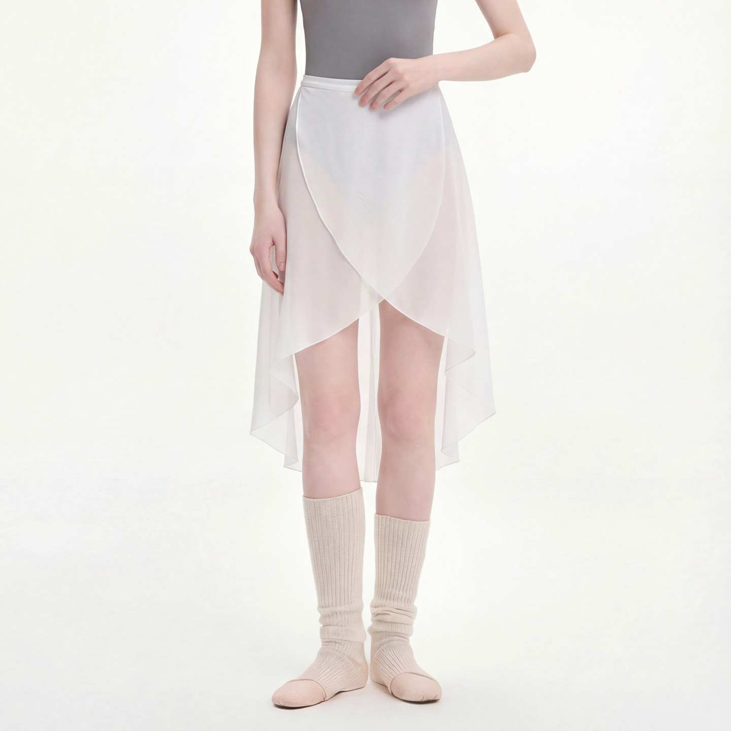 Flexdans ballet dress, women's irregular midi skirt, layered and elegant, perfect for dance practice and body shaping.