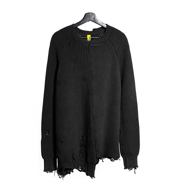 Áo len oversized kiểu áo len nam thương hiệu lỏng mùa thu và mùa đông trật khớp tay áo không đều áo thun polo nam