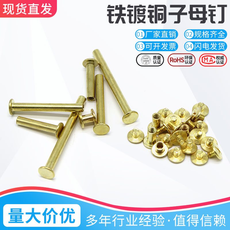 Copper plated binding sample book screw phase book docking to lock screw ledger This nail 5-100mm gold primary-secondary nail rivet