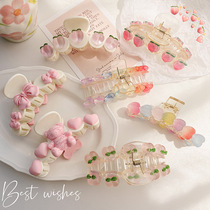 Cute acrylic peach clip ins rose shark clip simple metal butterfly hair clip back of the head hairpin