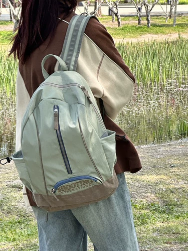 Брендовая сумка через плечо, вместительный и большой рюкзак, в американском стиле, с вышивкой, коллекция 2023, в корейском стиле, Южная Корея, подходит для студента