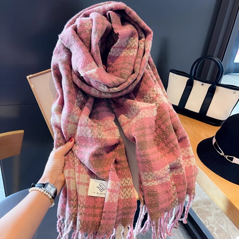 France BGCG soft powder soft glutinous ~ explicit white hitch cashmere scarf woman winter surrounding neck double face shawl double duty-Taobao