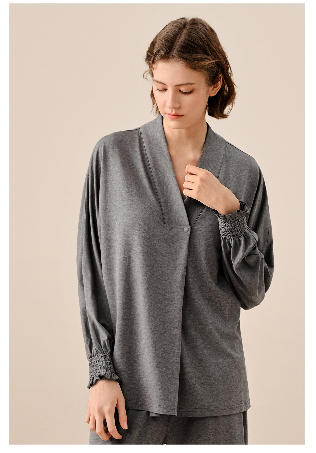 sohiwoo曦物月子服孕产妇秋款哺乳睡衣外穿天竹棉吸汗家居服套装 — 55