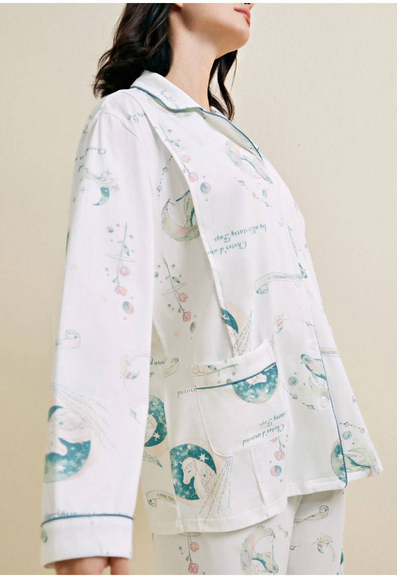 Sohiwoo Postpartum Clothing Autumn and Winter Style Pure Cotton Sweat-Absorbent Pajamas for Pregnant Women Special Postpartum Nursing Home Clothes — 24