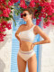 One-shoulder white high-waist triangle split surf suit bikini swimsuit female sexy three-point small breast push-up swimsuit