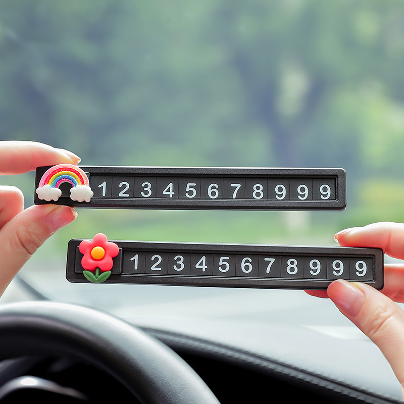 Temporary parking number plate car cartoon cute high-end creative car license plate car interior decoration woman