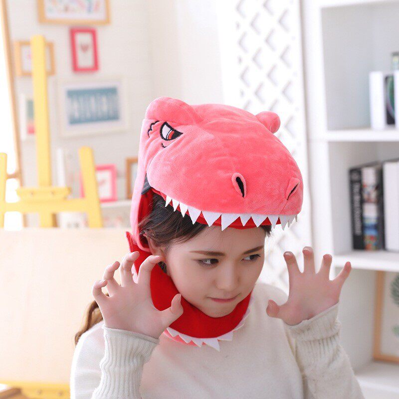 Dinosaur headgear Halloween cartoon plush headgear photo funny selling cute Prop Autumn Winter Cute Warm Mask