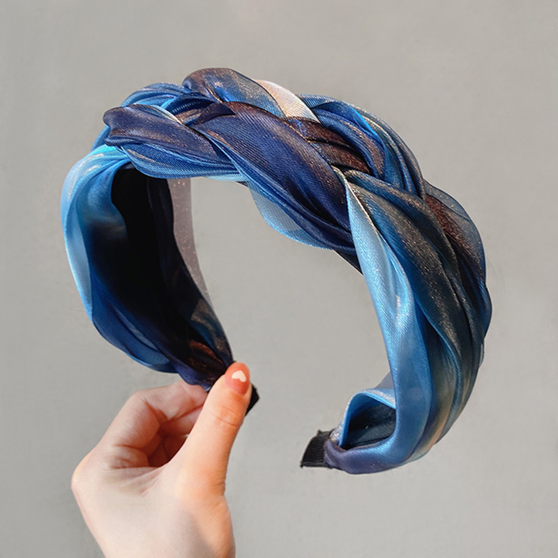 Klein blue hair with large face suitable hair stirrup wide side wash face hair stirrup retro temperament 100 hitch to press the hair band