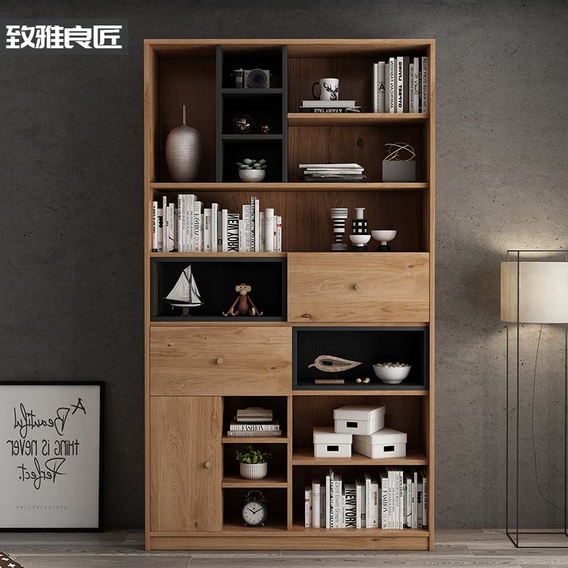 Nordic floor-to-ceiling bookcase living room whole wall simple modern light luxury study storage storage cabinet display cabinet combination bookshelf