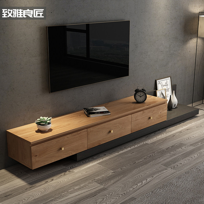 Modern Nordic retractable TV cabinet simple coffee table combination set small apartment living room low cabinet floor cabinet TV cabinet