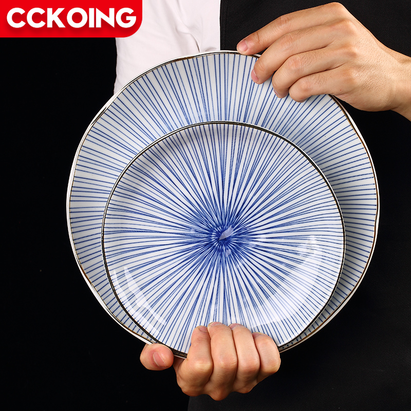 CCKO Ceramic dish dish creative Japanese tableware household dumplings sushi paste flat fruit large plate