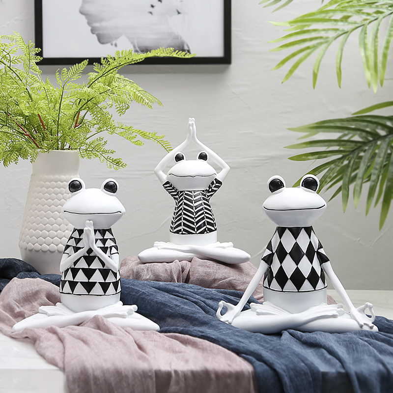 Ecsincerity Nordic Yoga Frog Resin Decorative Swing Accessories Home TV Cabinet Living-room Sample Room Furnishing Soft Decorations