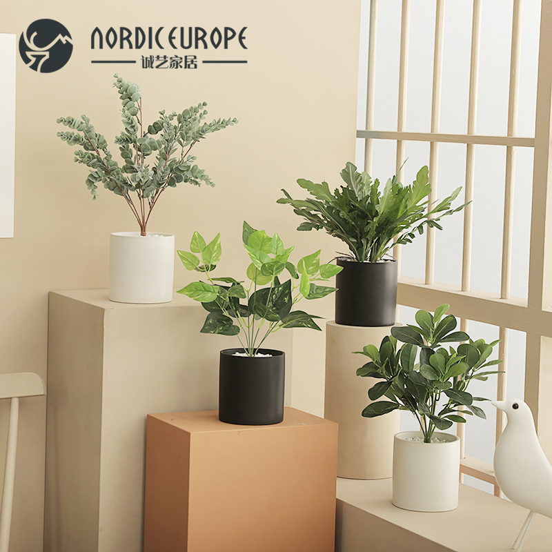 Chengyi Nordic modern clay basin fake potted plant swinging piece home living room indoor furnishing simulation plant decoration green plant