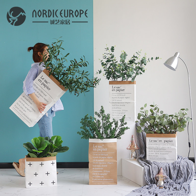 Nordic Wind Ins Paper Bags Yugali Leaf Emulation Floral Pendulum Pieces Home Living Room Fake Flowers Emulation Plant Floral Furnishing