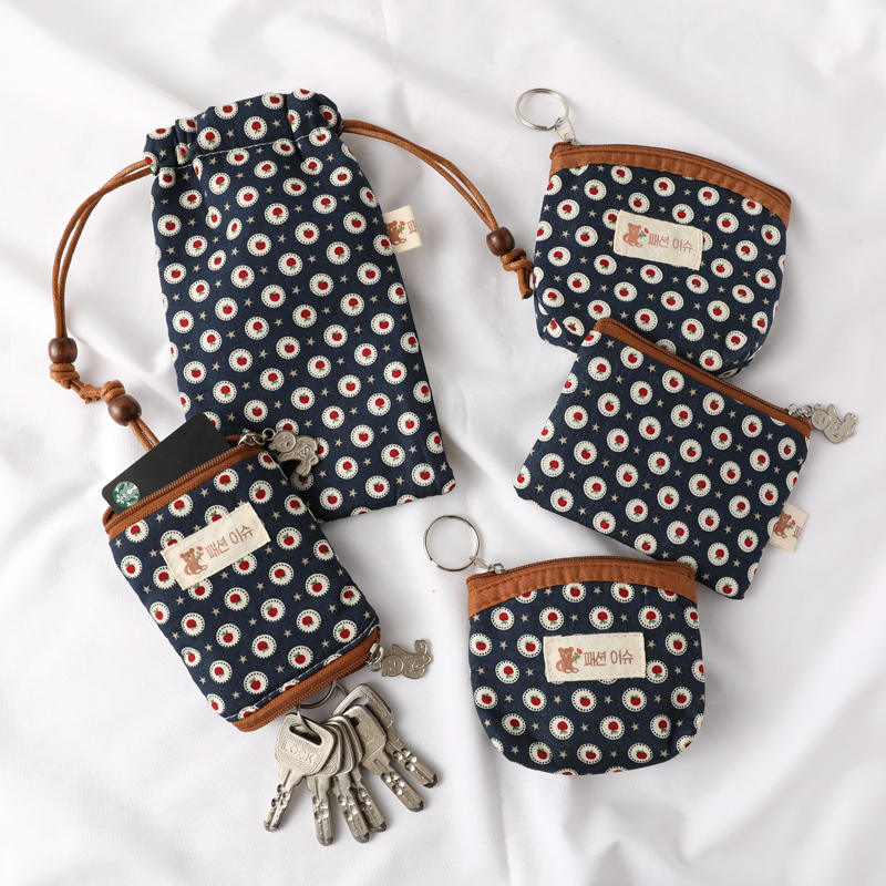 Blue Little Strawberry Send Mother Grandma Cotton Cotton Wallet Woman Pocket Coin Bag for Old Mobile Mother