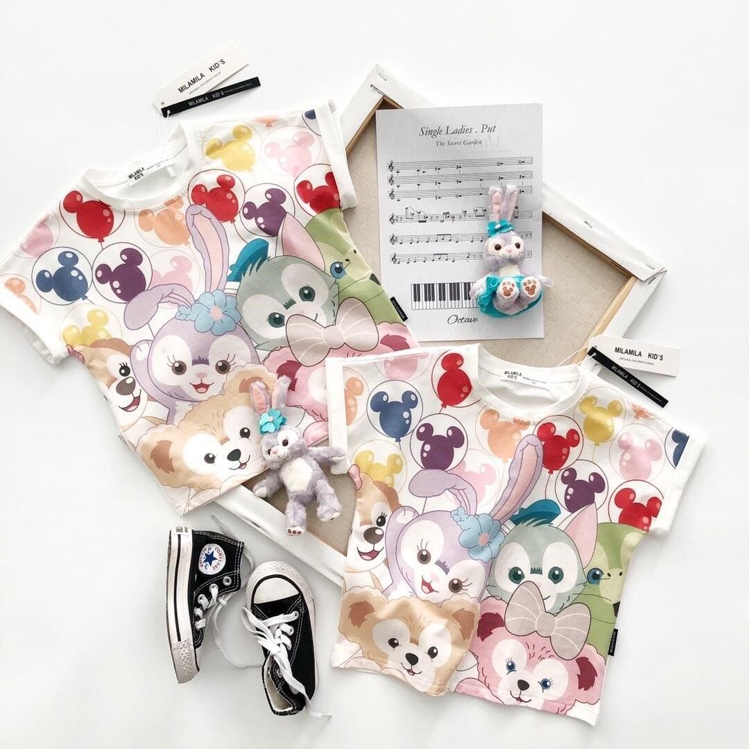 Girls foreign style cute top ins children's clothing 2021 summer children's baby cartoon short-sleeved T-shirt pure cotton half-sleeve