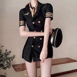 Офицер по поиску сексуальных интересов, стюардесса капитан униформа, соблазняет кокетливый набор