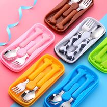 Japan MUJIE 304 stainless steel children spoon fork package Creative baby cartoon convenient tableware