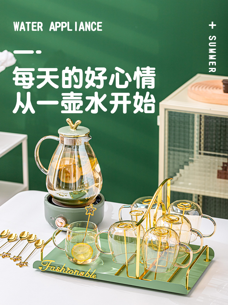 Japan MUJIE household glass cold kettle water set large capacity cool kettle resistant high temperature glass tea