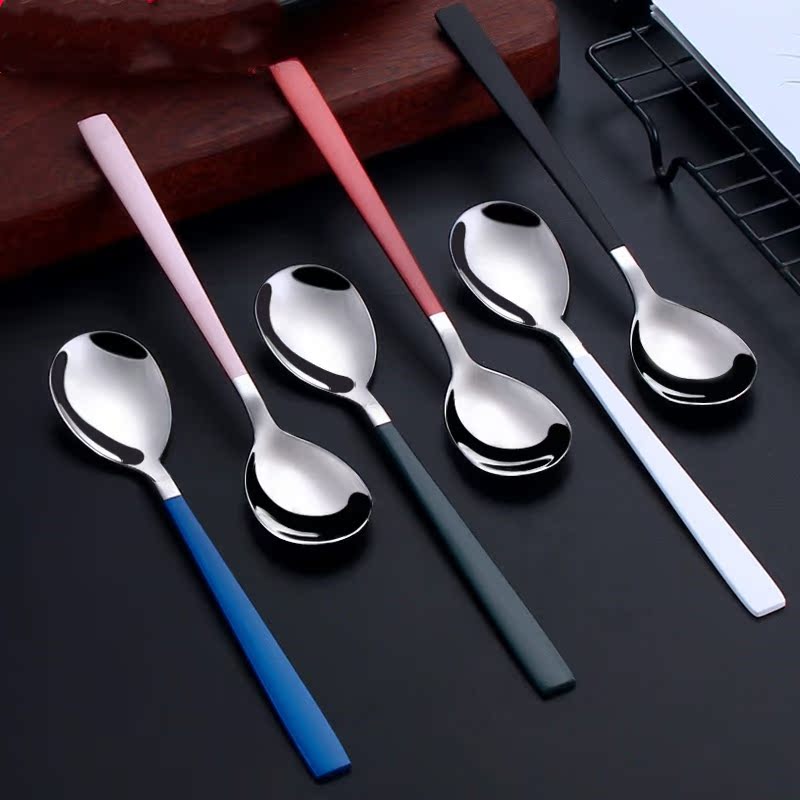 Japan MUJIE304 stainless steel spoon eating and drinking soup spoon colorful creative long handle Korean soup