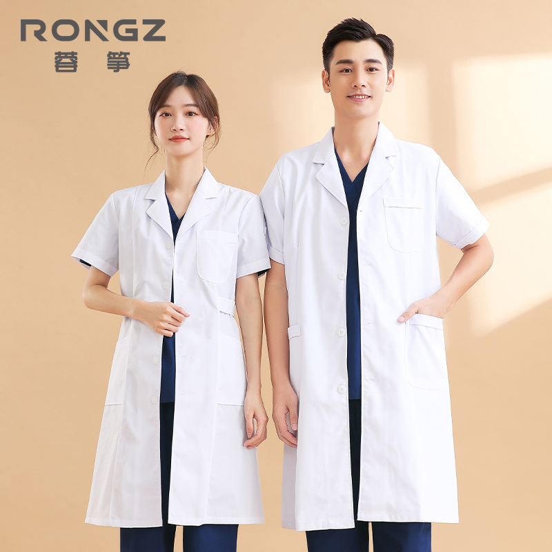 白衣 レディース 半袖 夏 薄手 ドクターコート 看護師 化学実験 美容院 医師 長袖 作業服