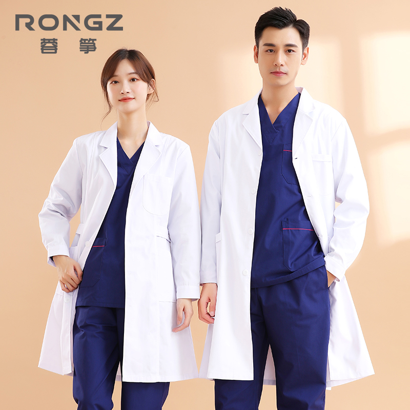 White coat long-sleeved female physician summer short-sleeved laboratory chemical beauty salon nurse coat pharmacy doctor overalls