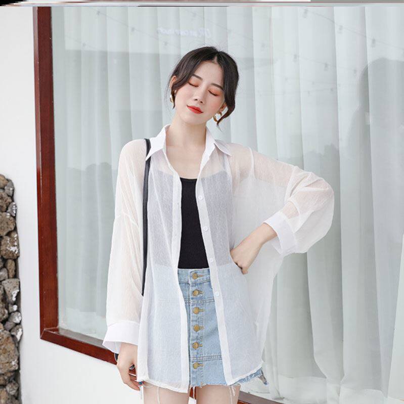 Sunscreen women 2021 new summer fairy long sleeve chiffon sunscreen shirt loose thin Joker cardigan coat