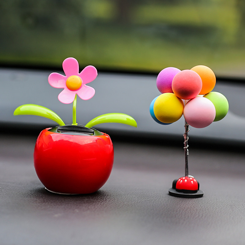 Creative Car Swing Piece Solar Apple Flowers Interior Decoration In-car Interior Decoration Interior Accessories Cute