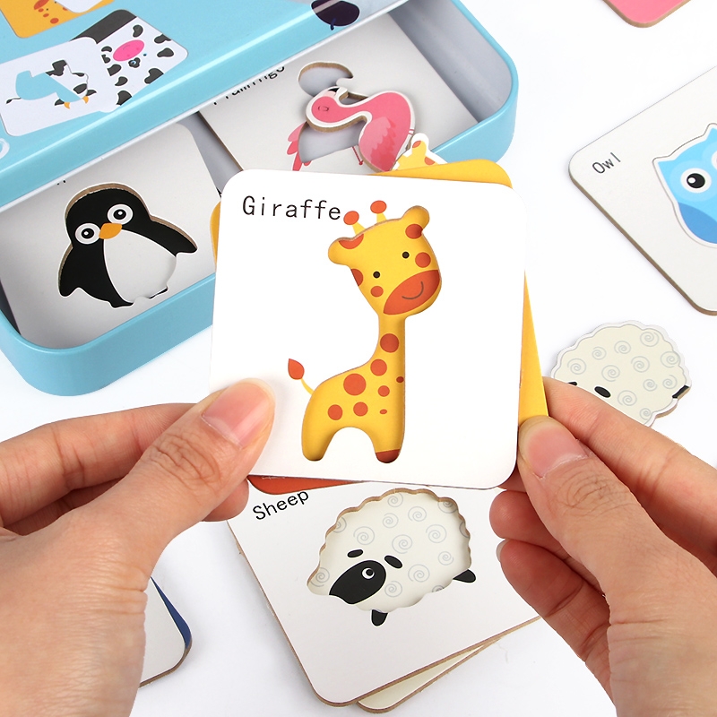 Children Early Education Puzzle Infant Baby Cognition Entry-level Animal Pairing Jigsaw Puzzle 1-2 Male Girl 3 Year Old Toy-Taobao