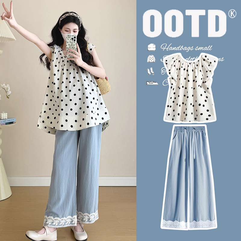 Maternity Summer Outfit Polka Dot Short-Sleeve Top Petite Women 2026 New Fashion Stylish Pregnant Mom High-End Summer Wear Maternity Summer Outfit Polka Dot Short-Sleeve Top Petite Women 2026 New Fashion Stylish Pregnant Mom High-End Summer Wear