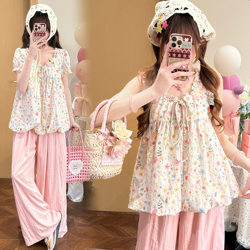 Maternity Summer Suit for Petite Women 2026 New Sweet Floral Short-Sleeved Top Wide-Leg Pants Two-Piece Set for Summer Maternity Summer Suit for Petite Women 2026 New Sweet Floral Short-Sleeved Top Wide-Leg Pants Two-Piece Set for Summer