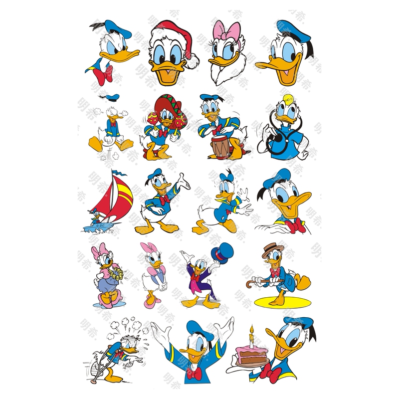 Cute Disney Cartoon Cute Anime Donald Duck Tattoo Stickers for Boys and Girls, Creative, Long-Lasting and Waterproof