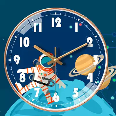 Children's room clock clock spaceman planet planet astronaut cartoon clock hanging wall mute creative universe kindergarten